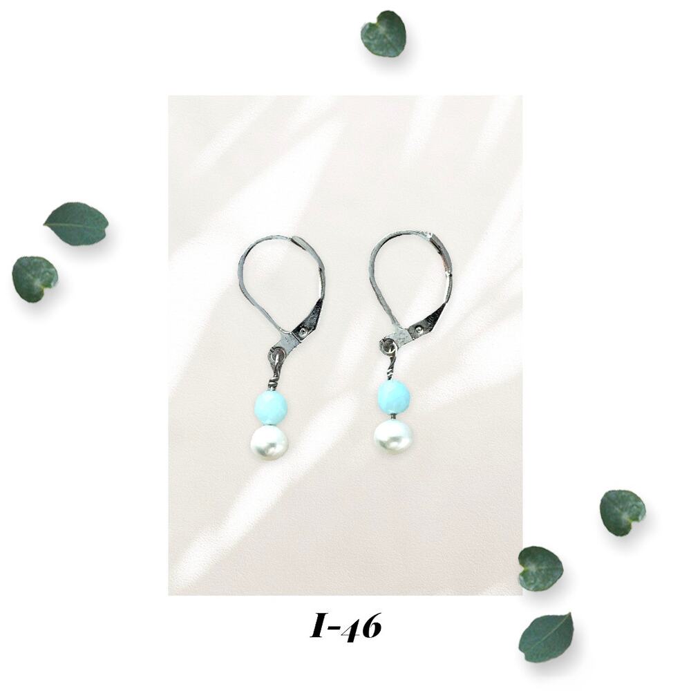 Dollop of Happiness - Rhodium Amazonite AA Gemstone Freshwater Pearl Earrings